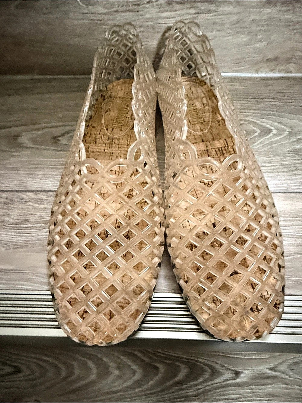 Steve Madden Clear Geometric Jelly Flats